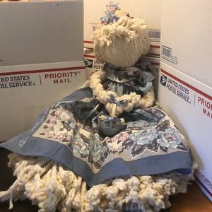 Large 29” Mop Doll w/Straw Hat and Basket of Eggs